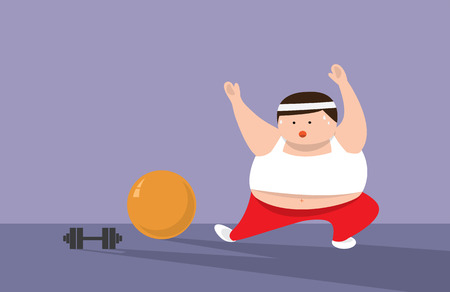 Fat Man or Fat women are exercisingのイラスト素材