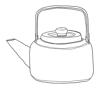 vintage Kettle  painting line art  illustrationの写真素材