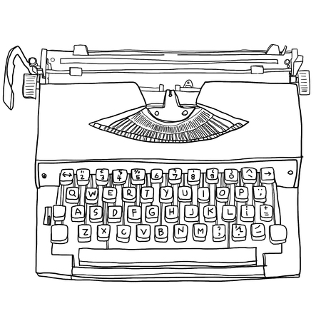vintageTypewriters cute line art painting illustrationの写真素材
