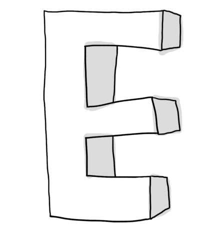 Alphabet font E cute  hand drawnの写真素材