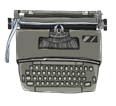 Typewriter  Vintage Electric cute art illustrationの写真素材