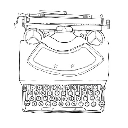 black Typewriter vintage lin eart illustrationの写真素材