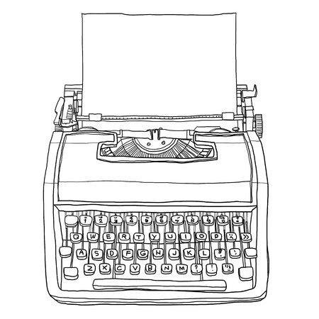 vintage  typewriter with paper cute art illustrationの写真素材