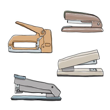 stapler vintage office supplies painting art cute  illustrationの写真素材