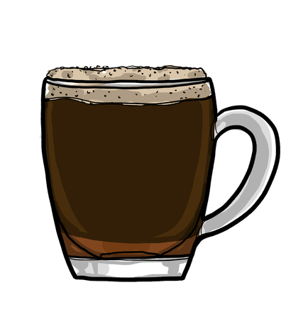 irish coffee cocktail  hand drawn cut illustrationの写真素材