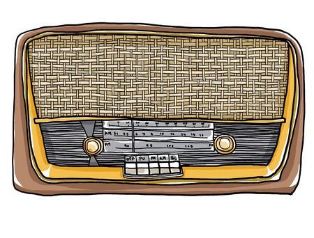 vintage Yellow  radio hand drawn art painting illustrationの写真素材