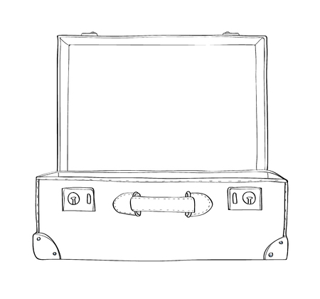 Vintage Suitcase lighting inside line art illustrationのイラスト素材