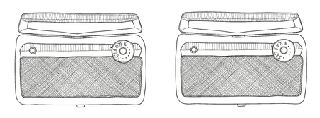 vintage  radios portable AM tube line art illustrationのイラスト素材