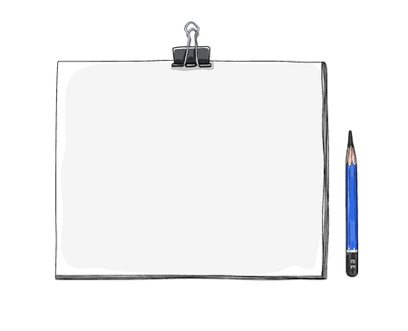 art sketchbook Mockup  blank paper and drawing pencil  hand drawn vector  art  illustrationのイラスト素材