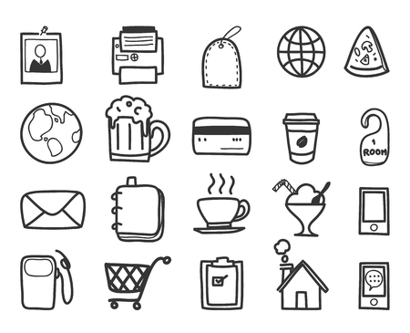Icon business shopping web shopping e-commerce hand drawn cute line art doodle illustration.のイラスト素材