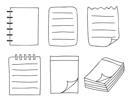 icon notebook thin line hand drawn vector set art illustrationのイラスト素材