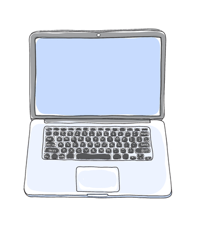 laptop hand drawn cute  art vector illustrationのイラスト素材