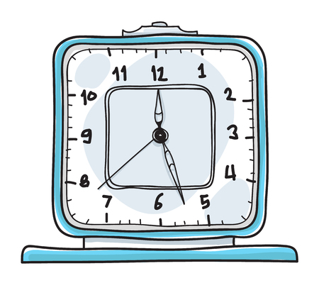 Vintage  Alarm Clock.Table Clock hand drawn art vector cute illustrationのイラスト素材