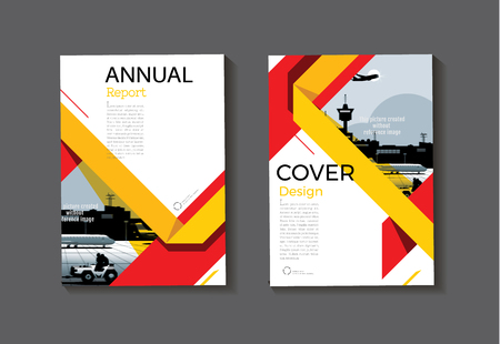 yellow and red  design book cover  modern cover abstract Brochure cover  template,annual report, magazine and flyer layout Vector a4のイラスト素材