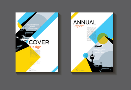 blue and  yellow  abstract cover design modern book cover abstract Brochure cover  template,annual report, magazine and flyer layout Vector a4のイラスト素材