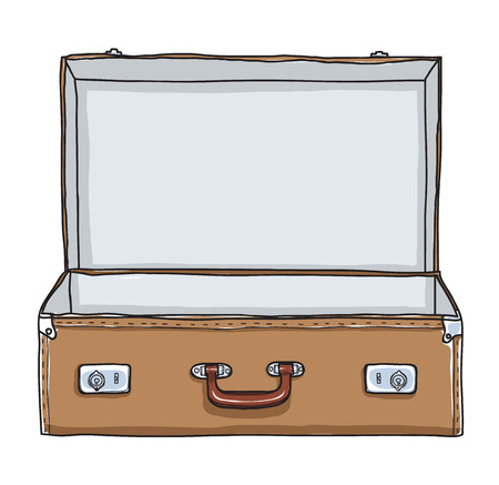 Brown Suitcase vintage empty suitcase hand drawn vector art illustrationのイラスト素材