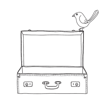 Brown Suitcase sketch.のイラスト素材