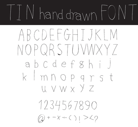 hand drawn Doodle tin font cute vector line art illustrationのイラスト素材