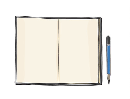 Notebook and pencil image illustrationのイラスト素材