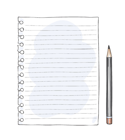 One sheet of paper from a notebook hand drawn art vector illustrationのイラスト素材