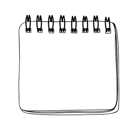 Template  spiral notebook  hand drawn line art vector illustrationのイラスト素材