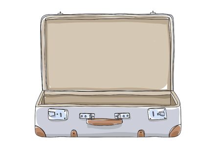 empty Suitcase vintagehand drawn art vector illustrationのイラスト素材