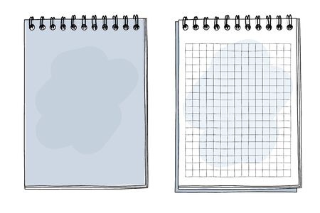 blue notebook hand drawn art vector illustrationのイラスト素材