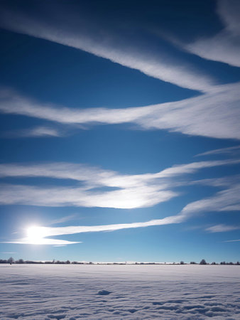 snow landscape and day sky Cinematic daylight generative ai illustration artの素材