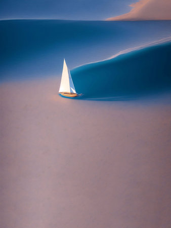 sailboat sailing in the sea Cinematic daylight generative ai illustration artの素材