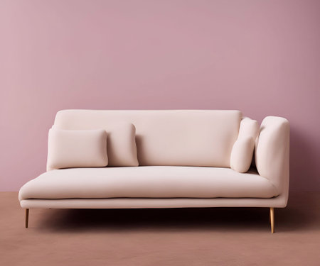 Modern sofa in bright living room interior with copy space. 3d renderの素材