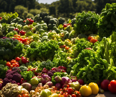 organic vegetable farm daylight generative ai illustrationの素材