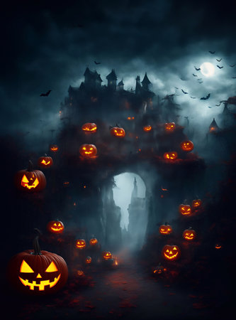 Halloween Day background copy space, for web design greeting card poster, advertising work,generative ai illustration artの素材