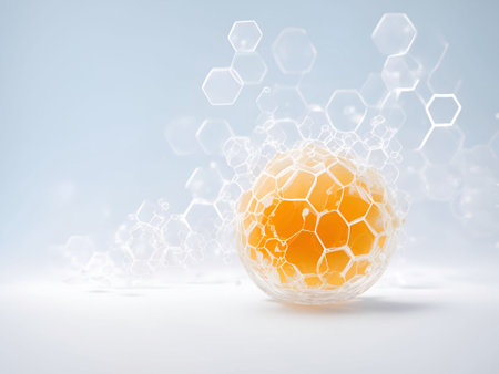 Germs virus bacteria molecule bubble structure hi tech background cosmetic mockup science lab illustration generative aiの素材