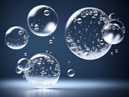 Germs virus bacteria molecule bubble structure hi tech background cosmetic mockup science lab illustration generative aiの素材