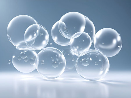 Germs virus bacteria molecule bubble structure hi tech background cosmetic mockup science lab illustration generative aiの素材