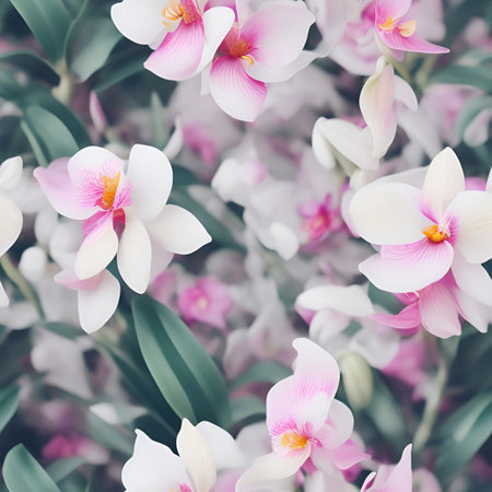 Watercolor Tropical flower plant background seamless patterns generative aiの素材