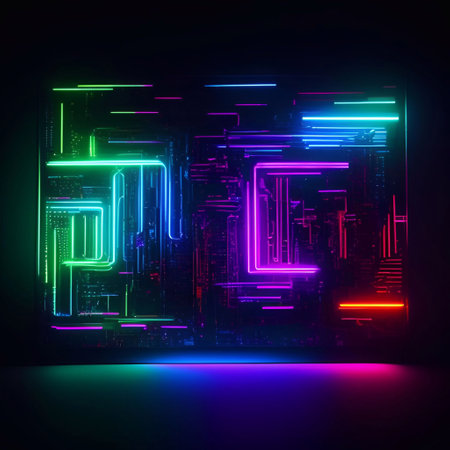 Futuristic white, back, red, blue, yellow, Hologram, Pastel, Modern Technology cyberpunk illustration  abstract background generative aiの素材