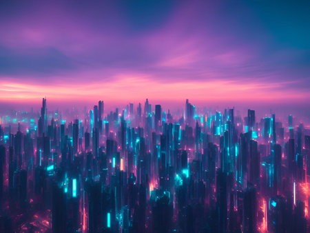futuristic cyberpunk city abstract background Cinematic generative ai illustrationの素材