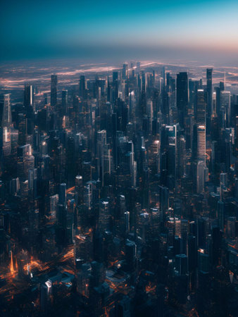 futuristic building city background City landscape and road in cinematic daylight generative ai illustrationの素材
