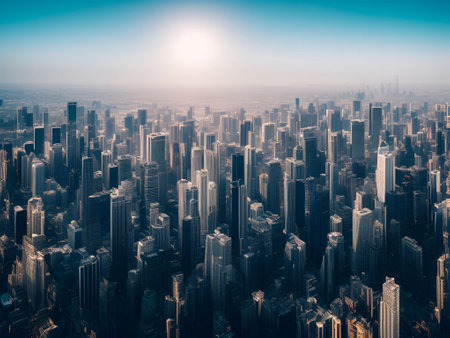 futuristic building city background City landscape and road in cinematic daylight generative ai illustrationの素材