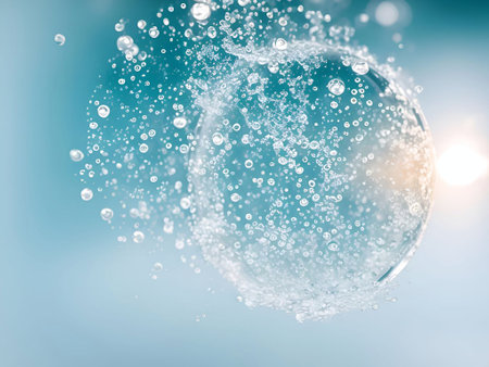 Medicinal plants and bubble and splash water on white background generative ai illustrationの素材