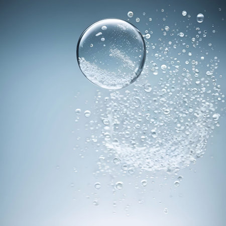 Medicinal plants and bubble and splash water on white background generative ai illustrationの素材