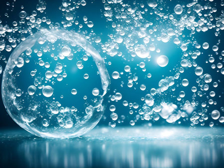 Medicinal plants and bubble and splash water on white background generative ai illustrationの素材