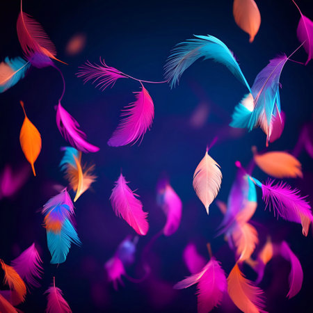 Feathers floating in the air generative ai illustrationの素材