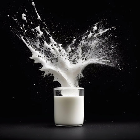splash of White Milk Splash on white background generative ai illustrationの素材