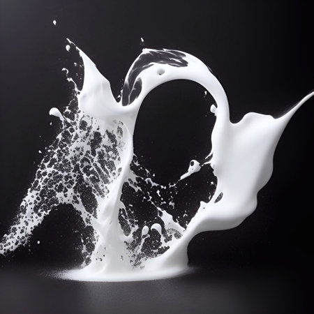 splash of White Milk Splash on white background generative ai illustrationの素材