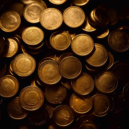 A Piggy bank and the pile of coins generative ai illustrationの素材