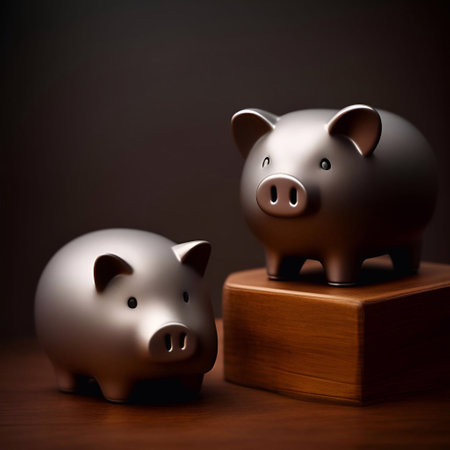 A Piggy bank and the pile of coins generative ai illustrationの素材