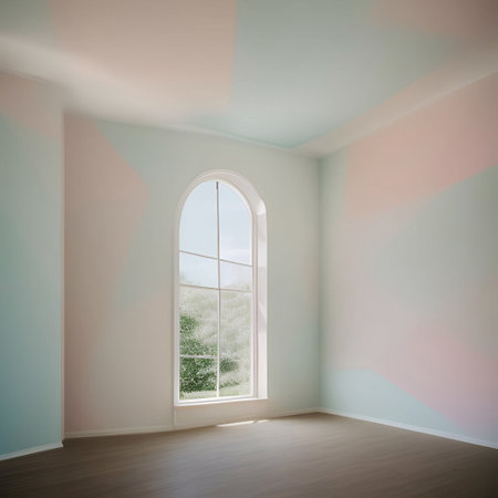 Empty vintage wall room space,white room,black room,pastel room,daylight generative ai illustrationの素材