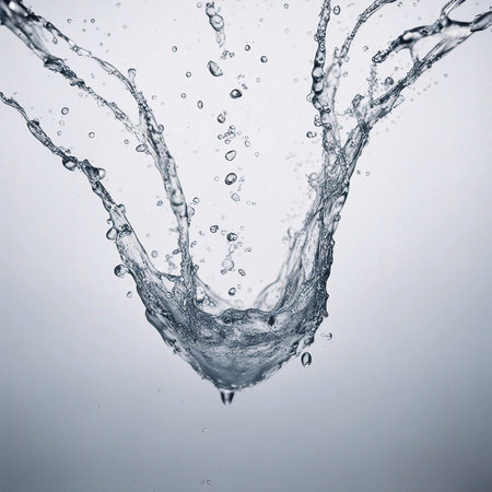 water splashing on white background generative ai illustrationの素材